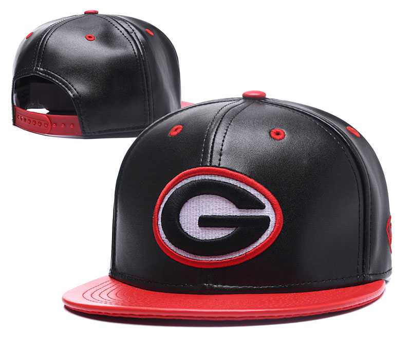 Georgia Bulldogs Team Logo Black Red Leather Adjustable Hat GS,We sell and wholesale Georgia Bulldogs Team Logo Black Red Leather Adjustable Hat GS on line form chian!